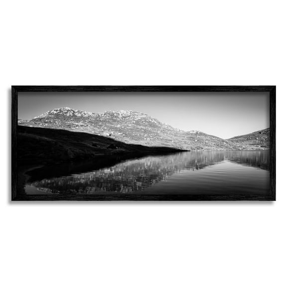 Stupell Industries Dark Lake Landscape Nature Photography Black Framed Art Print Wall Art, 24 x 10