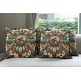 thumbnail image 3 of Ambesonne Rustic Throw Pillow Cover Pack of 4, Wild West Horse Feathers, 4 Pcs-24" x 24", Teal Dark Taupe Cinnamon, 3 of 5