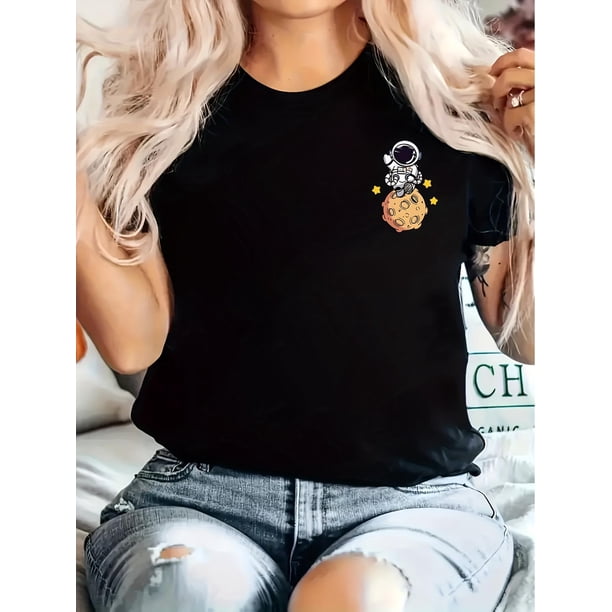Women's Vintage Round Neck Short Sleeve Elastic Geometric Print T-Shirt, 100% Polyester, Machine Washable, Casual, Top