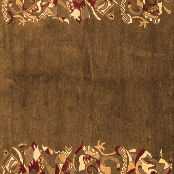 Ahgly Company Indoor Square Abstract Orange Modern Area Rugs, 8' Square