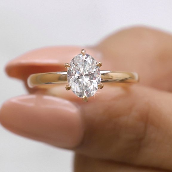 JEWELEGANT 1.5 Ct Oval Moissanite Diamond Hidden Halo Engagement Ring for Women