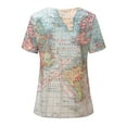 thumbnail image 5 of Inkach Women'S Summer Casual Boho Map Print Short Sleeve Loose T-Shirt Blouse Top, 5 of 6