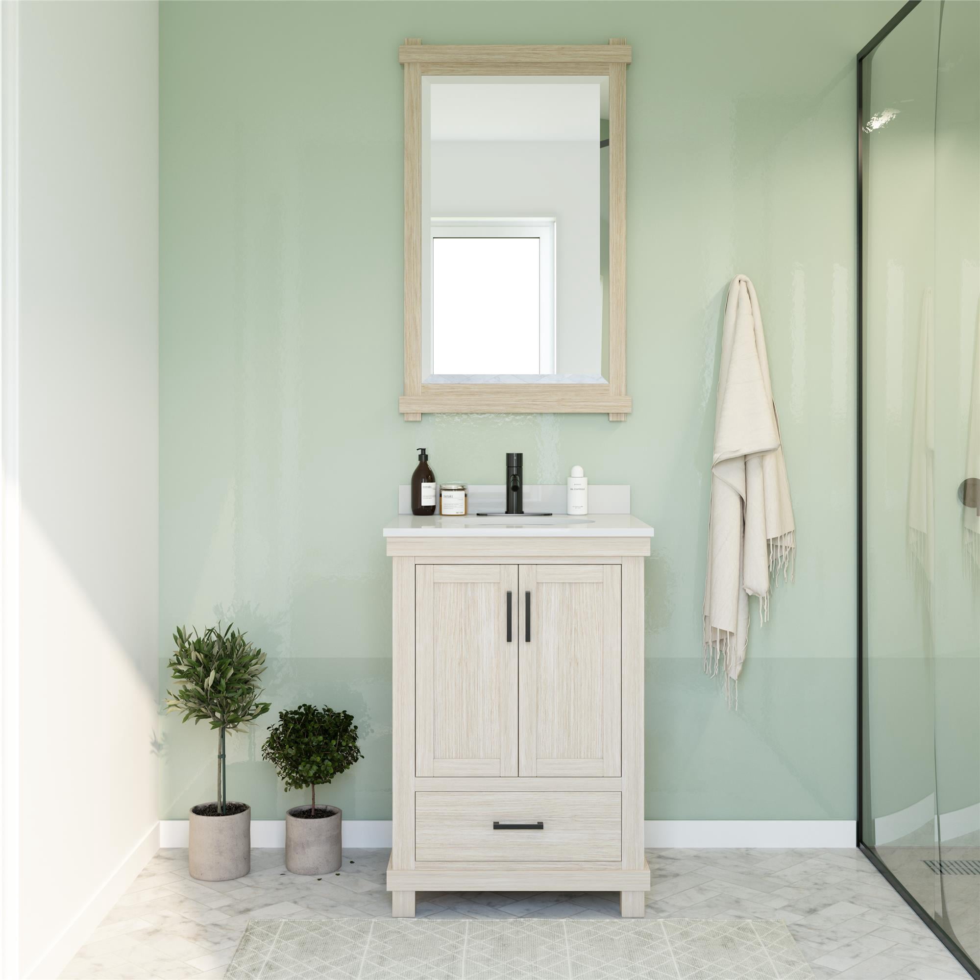DHP Sunnybrooke 24 Inch Bathroom Vanity w/ Sink, Rustic White