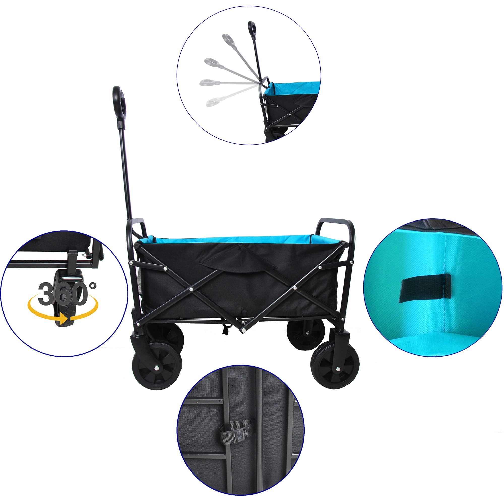 Aimee Lii Folding Utility Wagon Cart, Beach Wagon with Big Wheels for Sand, Portable Wagon, Black Aimee Lii Folding Utility Wagon Cart, Beach Wagon with Big Wheels for Sand, Portable Wagon, Black