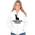 thumbnail image 4 of Ferocious Vegan Herbivore Bunny Unisex Fleece Graphic Zip Up Hoodie Brisco Brands 2X, 4 of 5