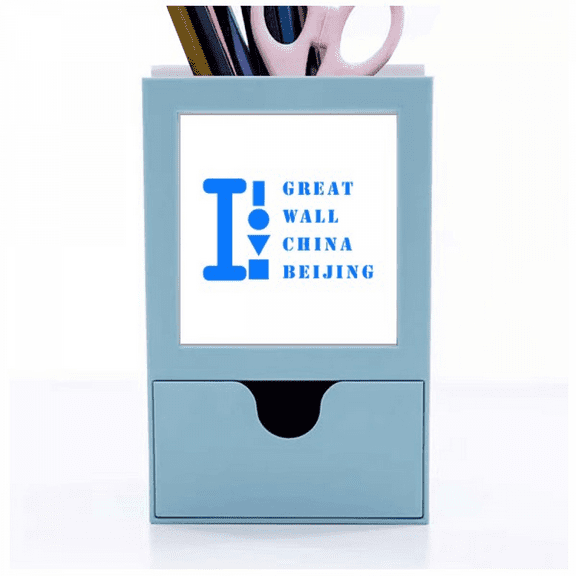 Great Wall China Beijing Art Deco Fashion Desk Supplies Organizer Pen Holder Card