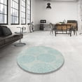 thumbnail image 3 of Ahgly Company Indoor Round Patterned Pale Blue Novelty Area Rugs, 3' Round, 3 of 6