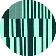 thumbnail image 1 of Ahgly Company Machine Washable Indoor Round Abstract Turquoise Blue Contemporary Area Rugs, 4' Round, 1 of 4