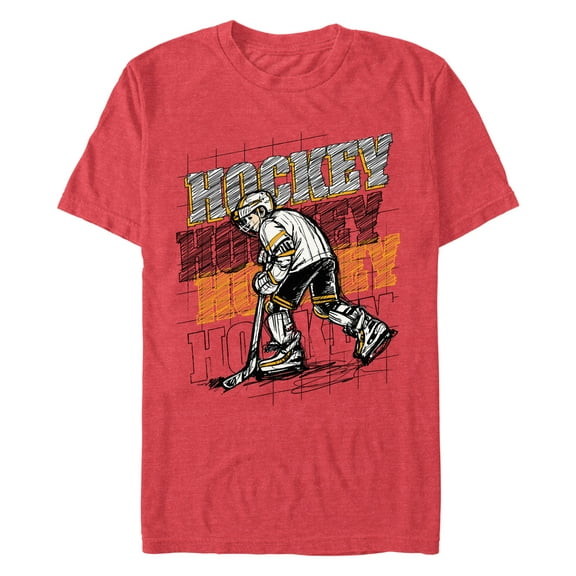 Men's Lost Gods Hockey Player Sketch  Graphic Tee Red Heather Medium