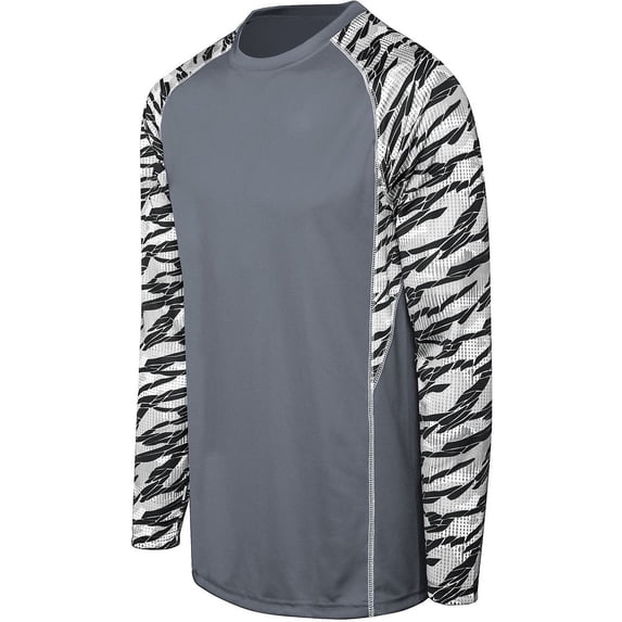 HighFive 372340 Adult Evolution Print Long Sleeve, Scarlet/Fragment Print/White, 2XL