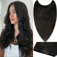 thumbnail image 2 of SEGO Wire in Human Hair Extensions Hidden Hair Extensions with Invisible Band Translucent Fish Line Hairpiece without Clip, 2 of 8
