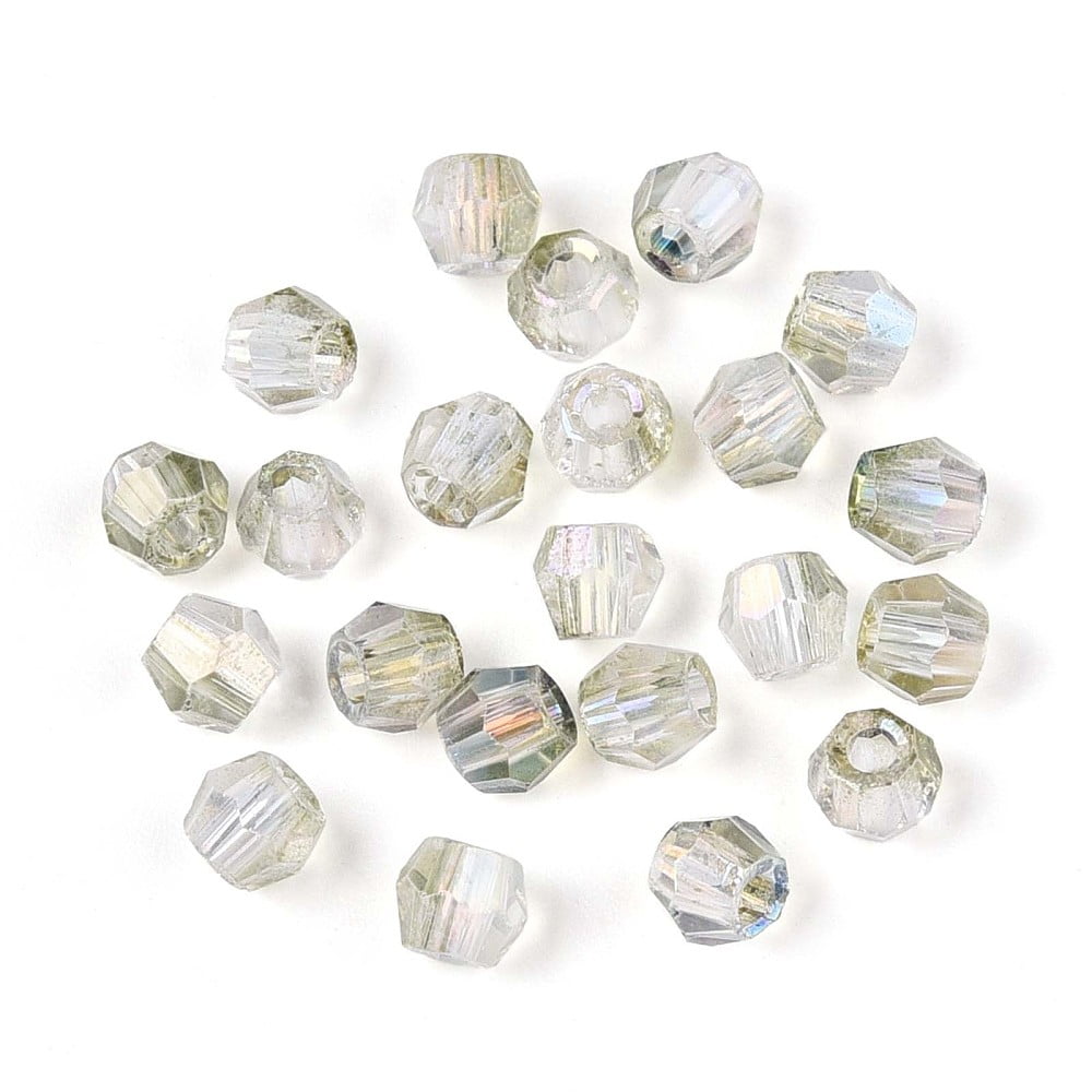 Transparent Spray Painted Glass Beads Cone AB Color Plated Faceted Dark Sea Green 4~4.5x3.5mm Hole: 1.4~1.6mm 15380pcs/1000g