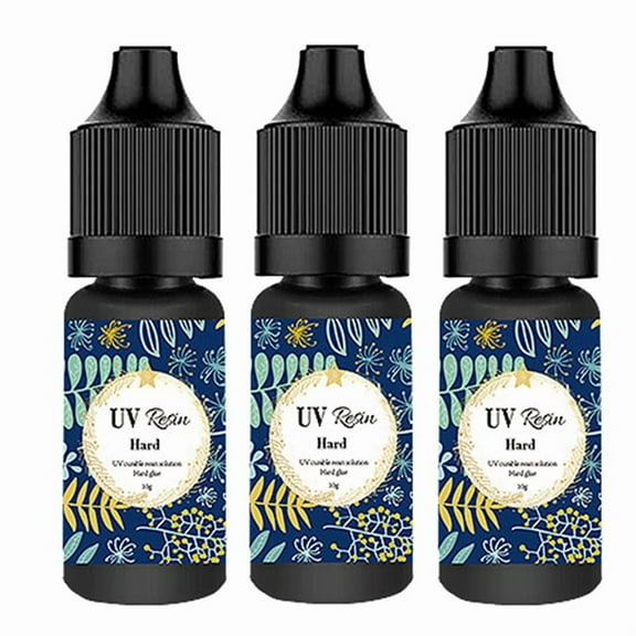 3X Hard UV Resin Glue Clear Ultraviolet Curing Quick Drying Epoxy Resin UV Glue DIY Jewelry Making Tools, 10G