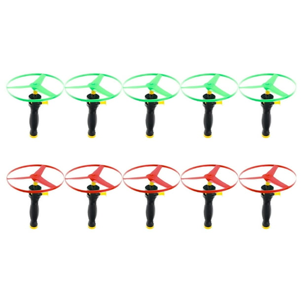 10 piezas de juguetes de disco volador para niños, juguetes de disco volador con cuerda para tirar, platillos voladores