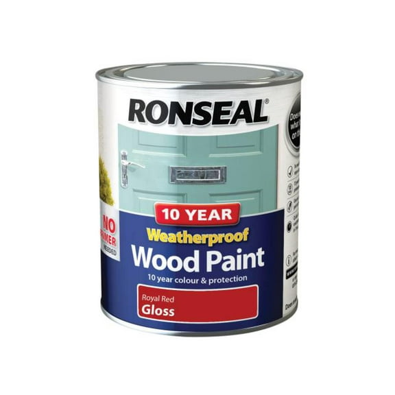 Ronseal - 10 Year Weatherproof Wood Paint Royal Red Gloss 750ml