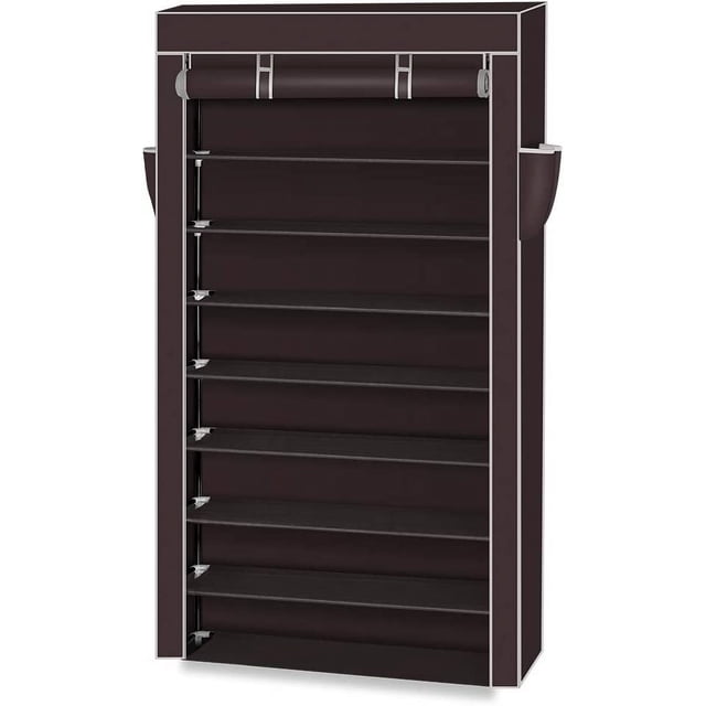 9 Tier 9 Lattices Non Woven Fabric Shoe Rack,Free Standing Shoe Racks,Shoes Racks Organizer for Closet,Stackable Shoe Rack,with Side Pocket,for Doorway, Corridor, Balcony, Living Room (Grey)