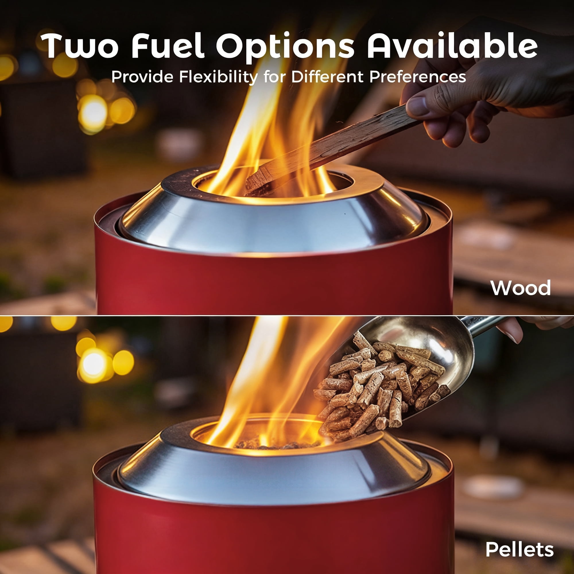 BALI OUTDOORS Smokeless Fire Pit Round, 8.6'' * 6.5'' Portable Outdoor Tabletop Firepit, Red
