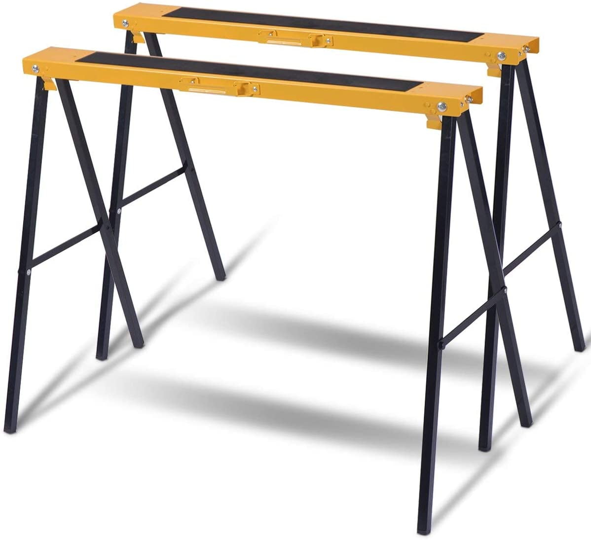 2Pack Sawhorse Pair Folding Metal Stands, Heavy Duty Fully Assembled