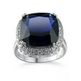 thumbnail image 2 of 14*14mm Dark Blue Zirconia Princess Cut CZ 925 Silver Wedding Stylish Party Ring, 2 of 3