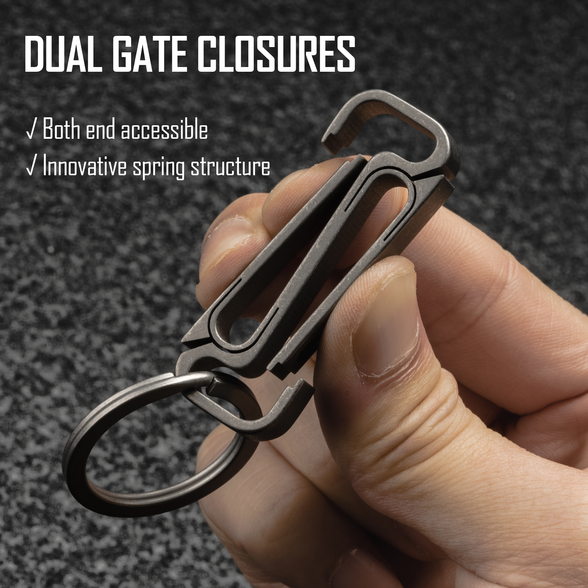 Coolliant Stainless Steel Carabiner Key Chain With Double Key Rings – Multicolor
