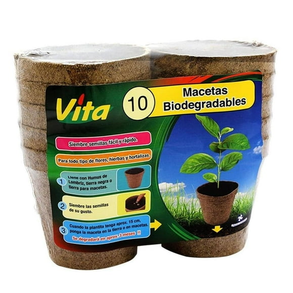 Macetas Orgánicas Vita Biodegradable 10 Piezas