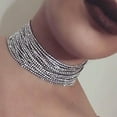 thumbnail image 2 of HAHDAXIA Multi-layered Rhinestone Choker Gold Full Rhinestone Necklace for Women Silver Layered Chain Necklace Wedding Gift for Bride, 2 of 6