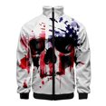 thumbnail image 2 of Chaqueta con cremallera y estrellas americanas con estampado 3D de la bandera de EE. UU. para hombre, chaqueta hawaiana informal de manga larga con patrón de rayas de colores, abrigo de calle, 2 of 4