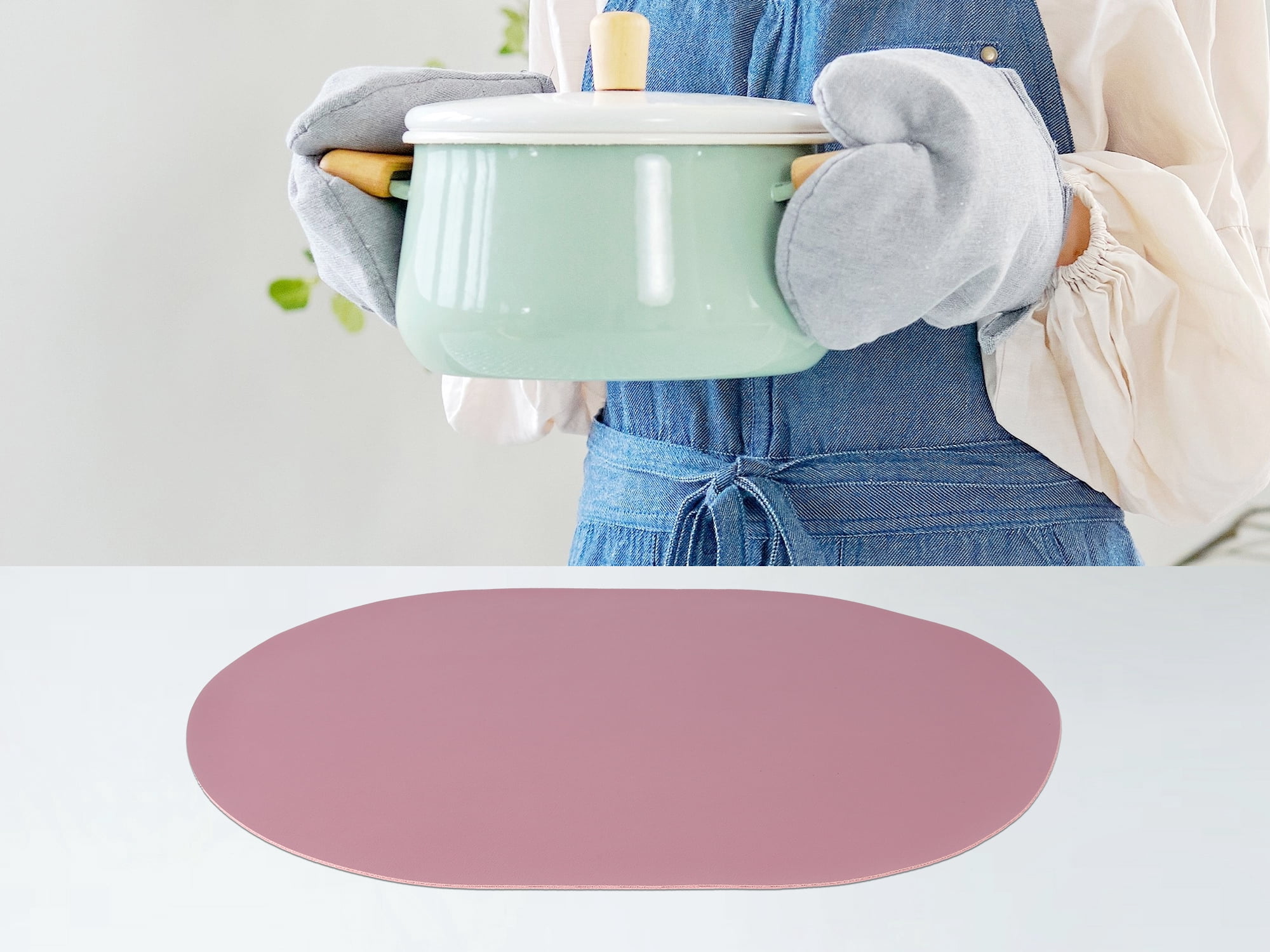 Unique Bargains Set of 6 Leather Table Placemats for Dining Table Decor Purple Pink