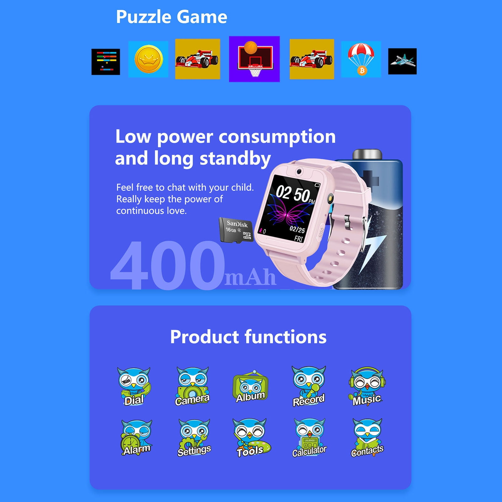 Kids Waterproof Smart Watch Smart Watch for Kids Touchscreen Kids Watches with Video Alarm Camera Toys for Girls Boys 3-12 Years Old Birthday