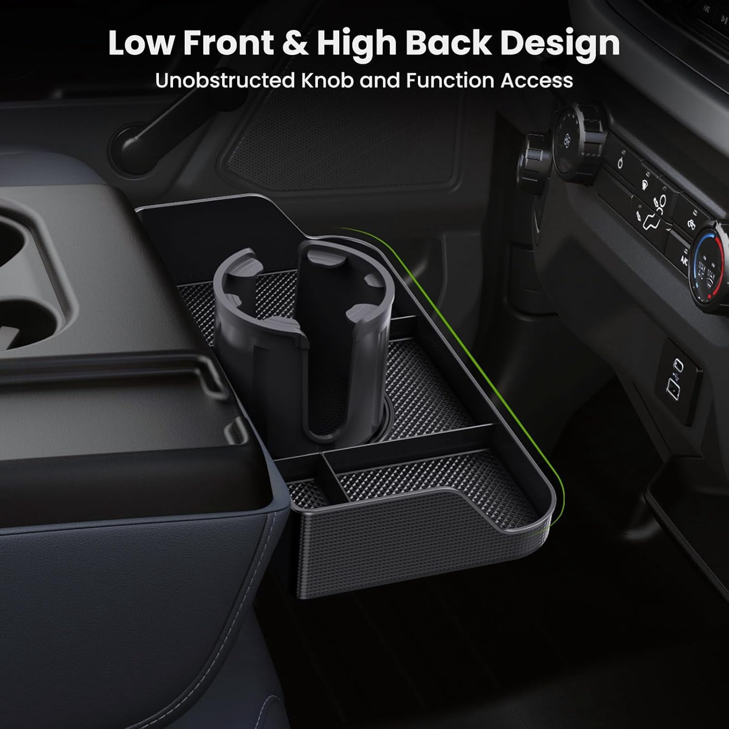 Jump Seat Only Headrest Organizer for Ford F-Series 2011-2025, Front Center Seat Tray Container with Cup Holder, Durable Storage Box for F150, F250, F350 & F450+