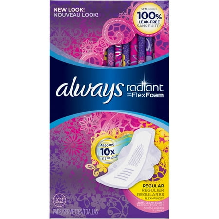 Always Radiant Regular Scented Pads with Flexi-Wings, (Choose your Count)