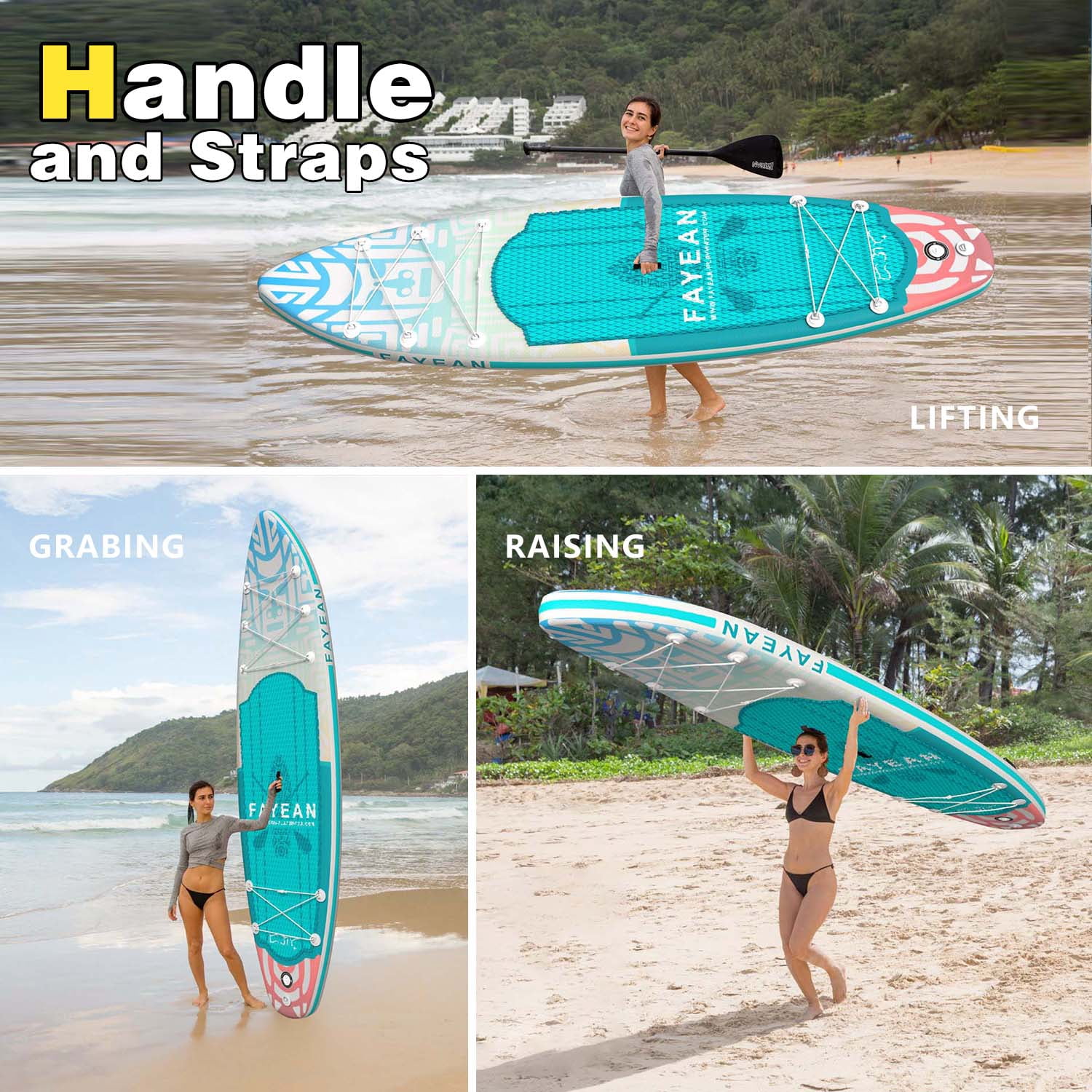 Inflatable Stand Up Paddle Board 10.5’/11’×33”×6” Non-Slip Deck, Complete SUP Accessories for All Skill Levels, Wide Seat & Safety Leash, 3 Fins, Adjustable Paddle, Pump & Backpack