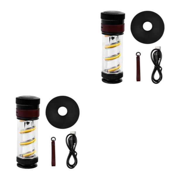 Lámpara de tienda Wosthever IP44 Impermeable Recargable Tipo C 3 Velocidades Ajustable Negro 2Conjunto