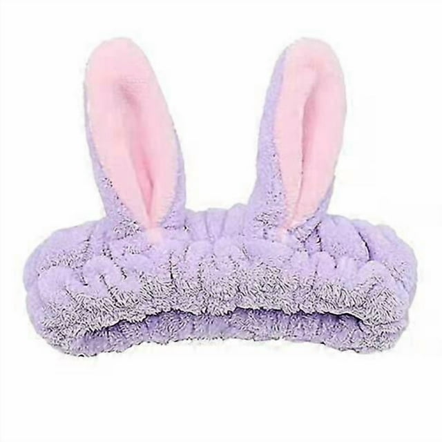 Fluffy Rabbit Ears Makeup Headband for Shower, Face Washing, Spa, Cosplay, and Parties