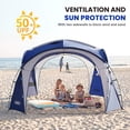 thumbnail image 3 of Easy Beach Tent Pop Up Canopy UPF50+ Tent with Side Wall, Ground Pegs, and Stability Poles, Sun Shelter Rainproof, Waterproof for Camping Trips, Backyard Fun, Party Or Picnics, Blue, 3 of 7