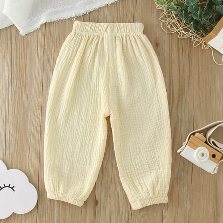 

eczipvz Baby Girl Clothes Toddler Pants Spring Summer Boys Girls Loose Bloomers Trousers Solid Color Fashion Kids (Beige 2-3 Years)
