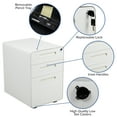 thumbnail image 5 of Flash Furniture Ergonomic 3-Drawer Mobile Locking Filing Cabinet with Anti-Tilt Mechanism and Hanging Drawer for Legal & Letter Files, White, 5 of 14