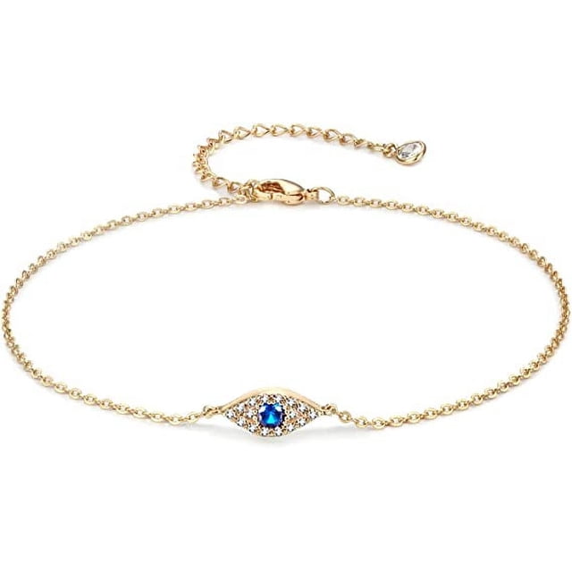 Pulsera de tobillo, tobillera de cuentas pequeñas chapada en oro de 14 quilates, delicado Cubi blanco