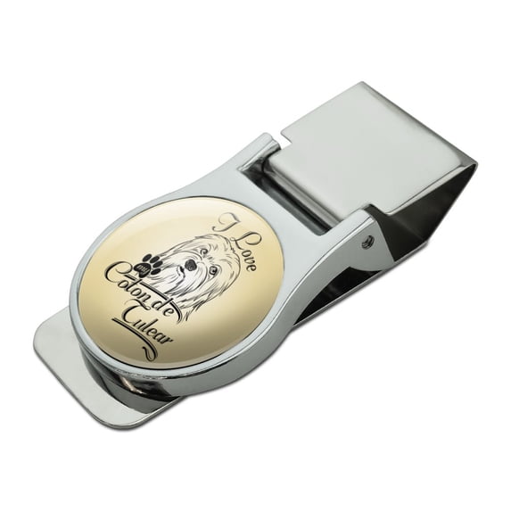 I Love My Coton de Tulear Satin Chrome Plated Metal Money Clip