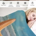 thumbnail image 3 of COMIO  Ocean Beach Starfish Shell Blanket Tropical Blue Sky Throw Gifts for Mom Women Kids Girls Boys Men Birthday Mother's Day Father's Day Bedroom Soft Plush Throw, 3 of 6
