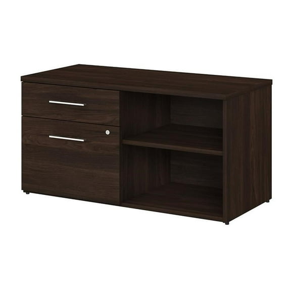 Pemberly Row Low Storage Cabinet with Drawers in Black Walnut - Engineered Wood