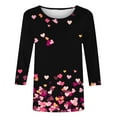 thumbnail image 4 of Luxalzxs Womens Valentines Shirts 3/4 Sleeve Heart Print Tops Round Neck Blouse Tee Shirts, 4 of 5
