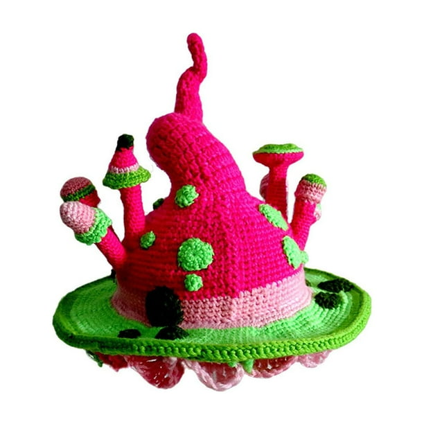 2 sombreros de pescador tejidos a crochet con forma de hongo, bonitos, de ala ancha, para rol Adultos