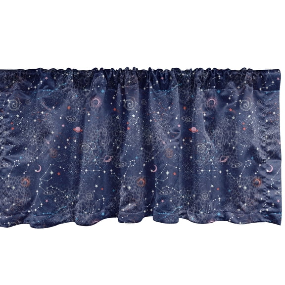 Ambesonne Outer Space Valance Pack of 2, Celestial Universe Art, 42"X18", Dark Lavender Multicolor