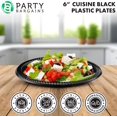 TRAHOO6 Inch Disposable Black Plastic Plates (100 Pack) Microwave Safe