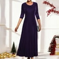 thumbnail image 4 of Womens Christmas Dresses Velour Long Sleeve Dresses Women Purple Dress A-line Dresses Party Dress Womens Winter Outfits, 4 of 5