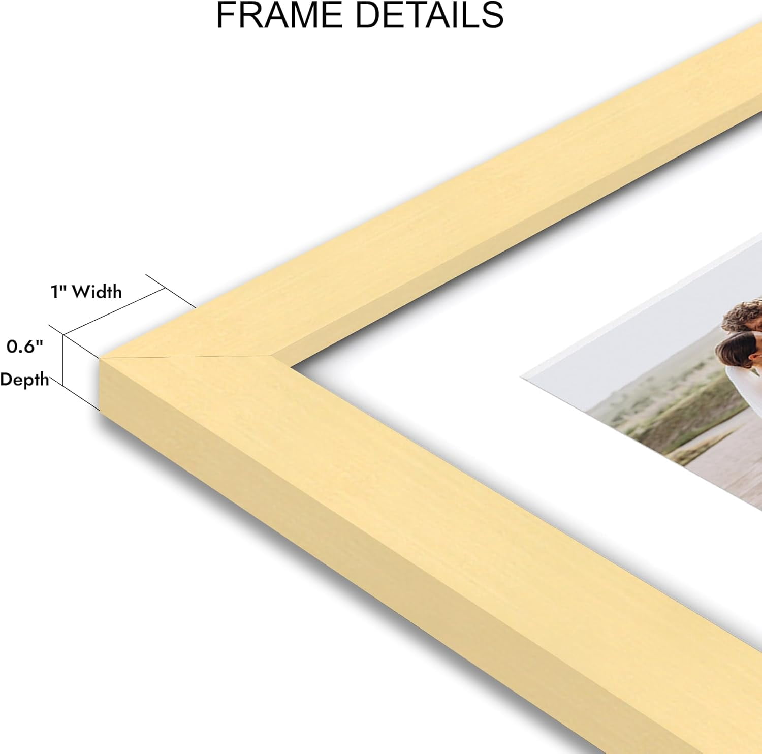 6x6 Picture Frame Set of 2, Made of Real Glass and Gold Wooden Frame - Display Square 4x4 with Mat or 6x6 Without Mat, 6 by 6 Photo for Wall or Tabletop