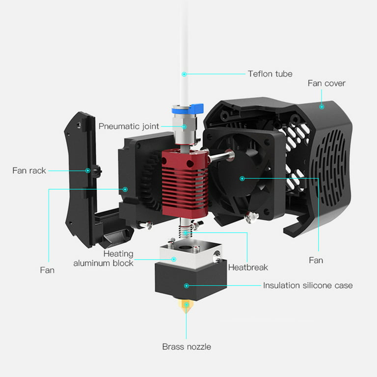 Assembled Extruder Hotend Kit Double Cooling Fan with 0.4mm Nozzle Aluminum Heating Block 100K Ohm Thermistor 24V Compatible with Ender-3 V2 3D Printer - Walmart.com