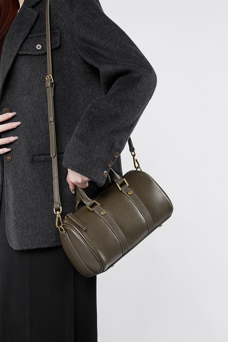 Women’s Genuine Leather Satchel Handbag, Top Handle Crossbody Purse