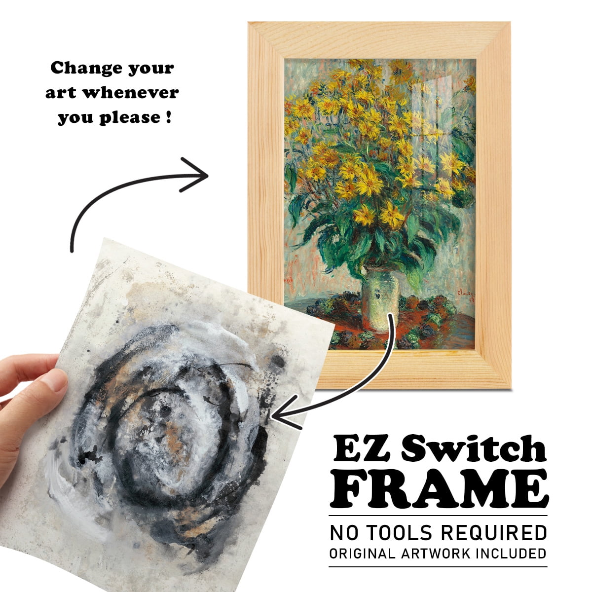 Circular Energy IV -Framed Print w/glass-Natural Wood